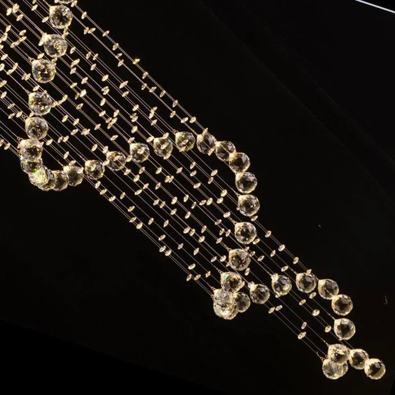 Modern Large Crystal Spiral Chandelier for Staircase Lighting Fixture