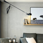 Dimmable LED Wall Lamp, Rotating Long Pole, Swinging Black and White Industrial Design
