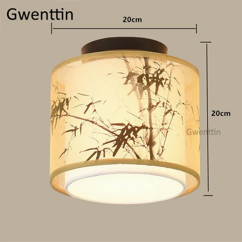 Vintage Linen Fabric Ceiling Light: Chinese Style LED Lamp for Home Decor