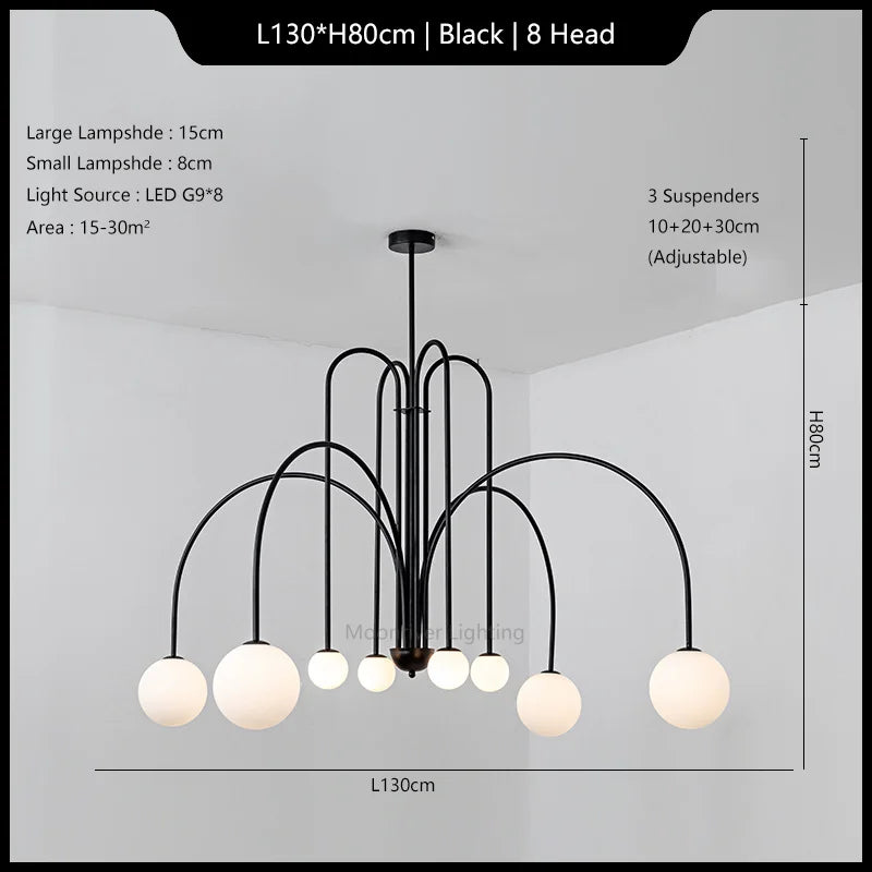 Modern Iron Glass Pendant Chandelier for Home Décor