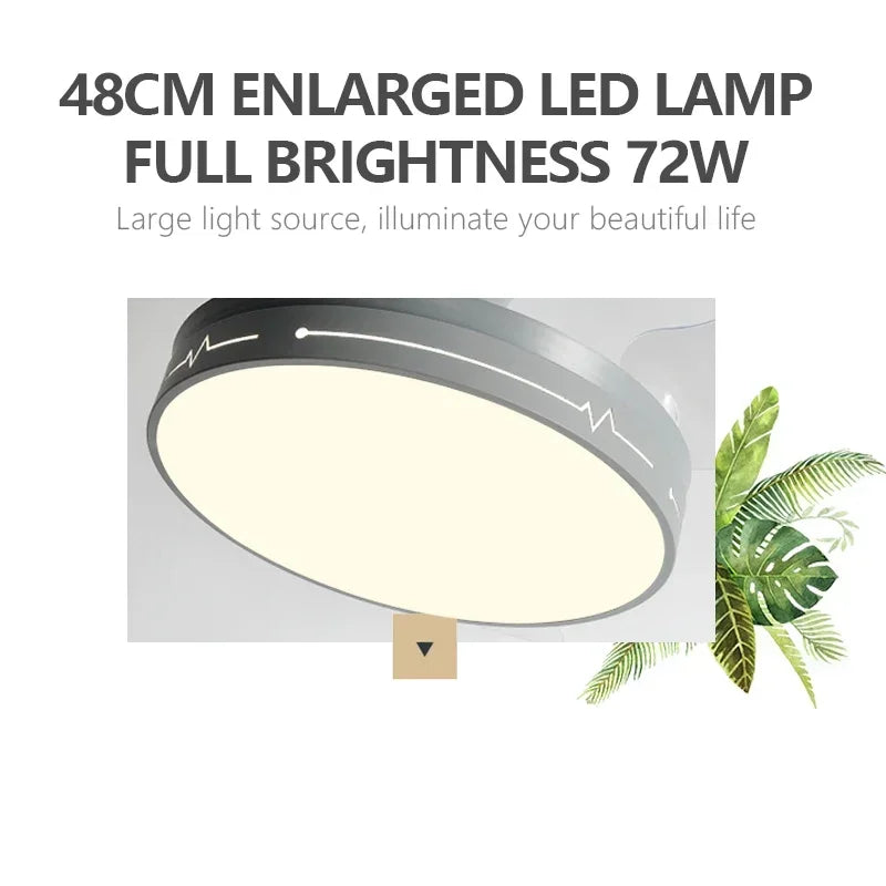 White Ceiling Fan Light with Hidden Fan, Remote Control for Bedroom and Restaurant