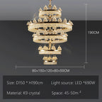 Luxe Crystal Ceiling Chandelier - Elegant Home Decor Hanging Light for Living Room
