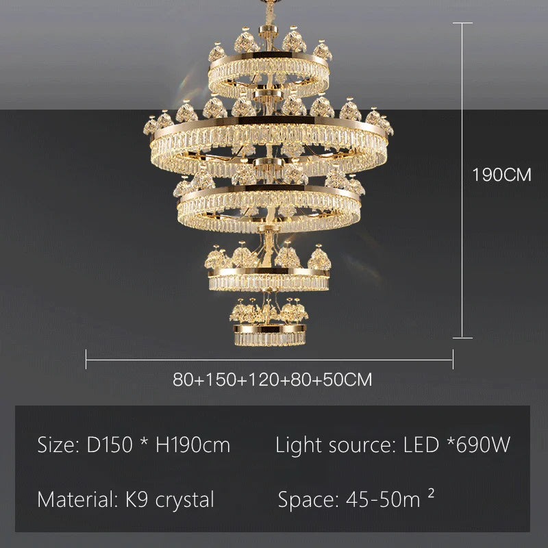 Luxe Crystal Ceiling Chandelier - Elegant Home Decor Hanging Light for Living Room