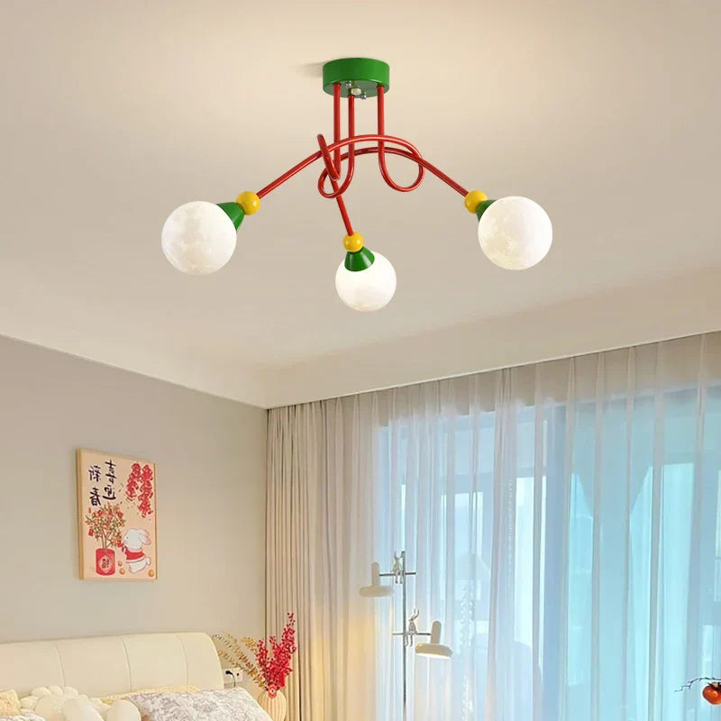 Nordic LED Pendant Light White Red 3 Heads 5Head Dining Room Kitchen Living Room