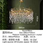 Golden Crystal Tree Chandelier, Luxury Matte Aluminum Art Ceiling Light for Living Room