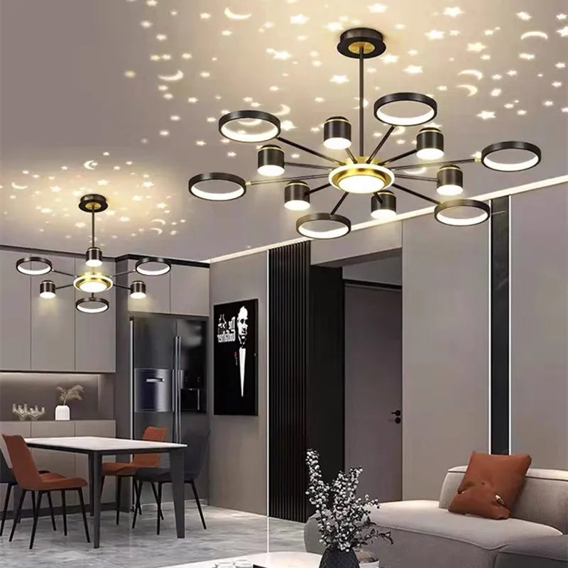 Starry Sky 6-Light Dimmable Ceiling Chandelier - White Modern Home Lighting