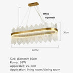 Crystal Pendant Chandelier: Remote Control Dimmable LED Lighting