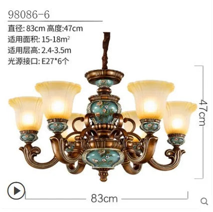 European Vintage Resin Chandelier: Elegant Luxury Lighting for Living Room, Bedroom, and Restaurant
