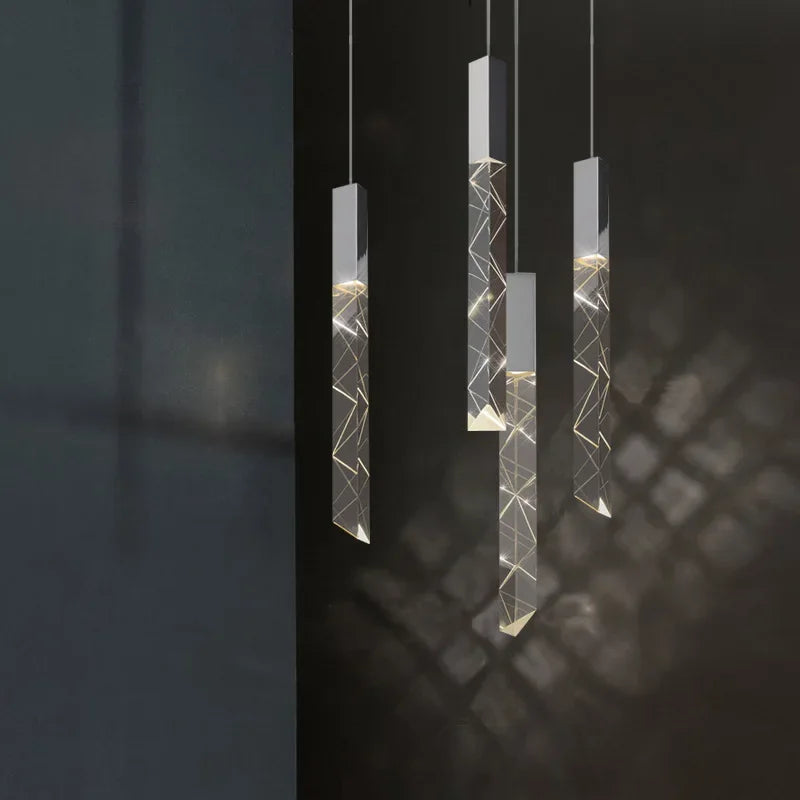 Crystal Glass LED Pendant Light for Living Hallway Staircase & Restaurant