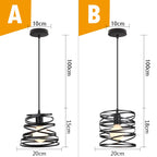 Black Metal Cage Pendant Light - Vintage Industrial Loft Kitchen Lighting