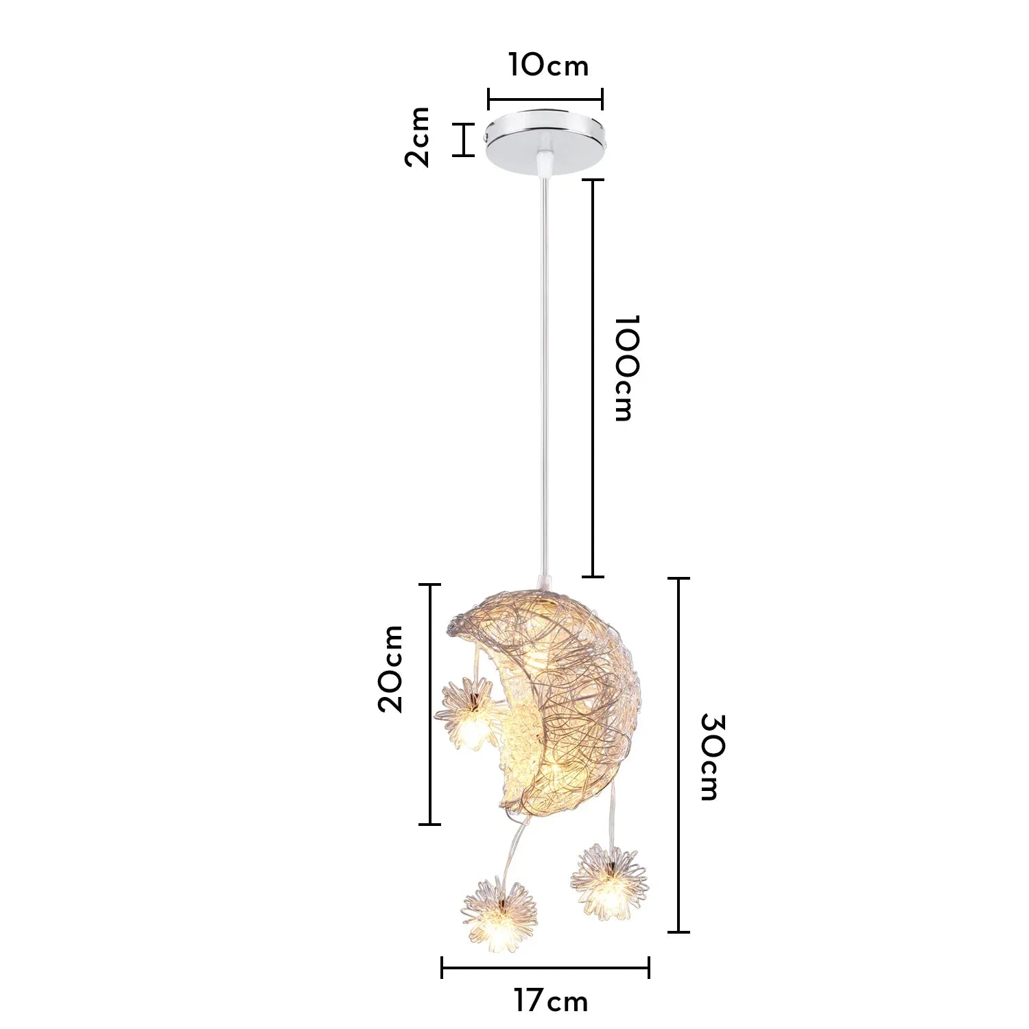 Moon Star Pendant Light Chandelier LED Fixture for Kid Bedroom & Christmas Decor