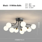 Glass Bubble Ball Crystal LED Ceiling Light - Black Gold Aesthetic Décor
