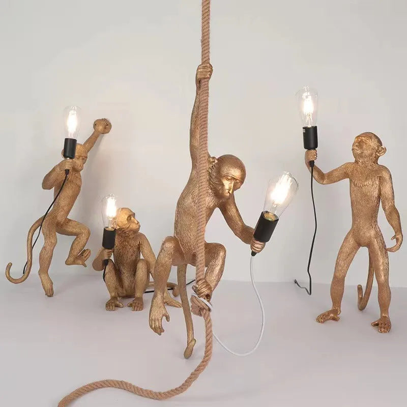 Monkey Resin LED Pendant Chandelier for Nordic Home Decor & Bedroom Lighting