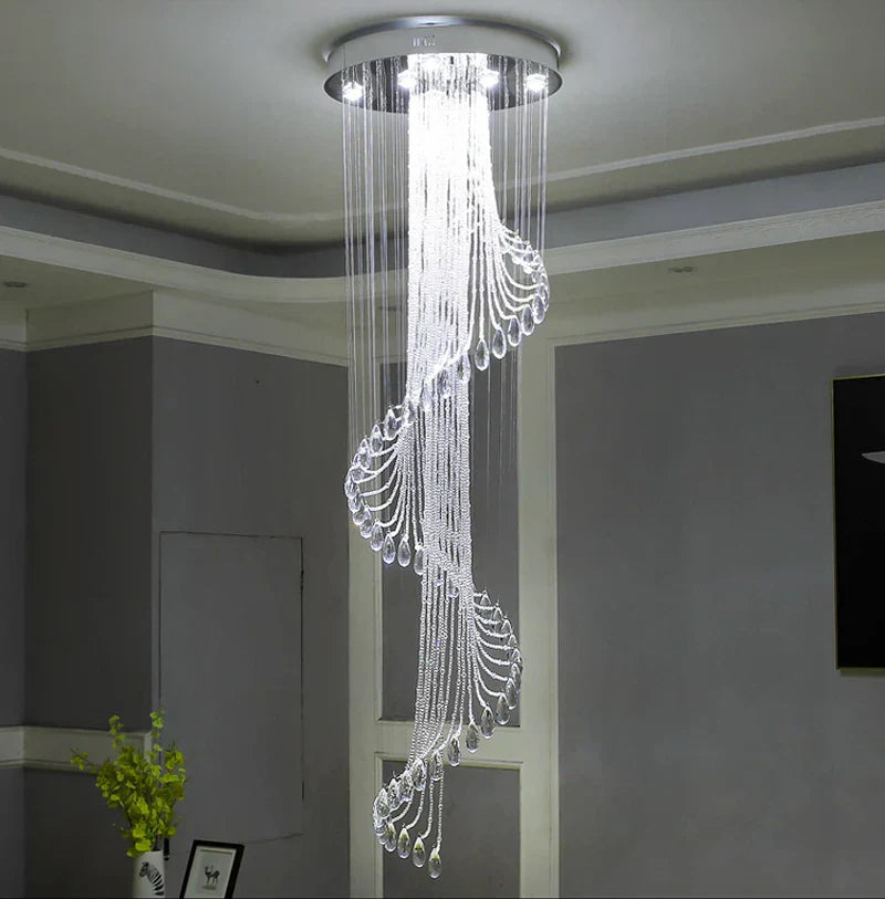 Spiral K9 Crystal Chandelier LED Pendant Light