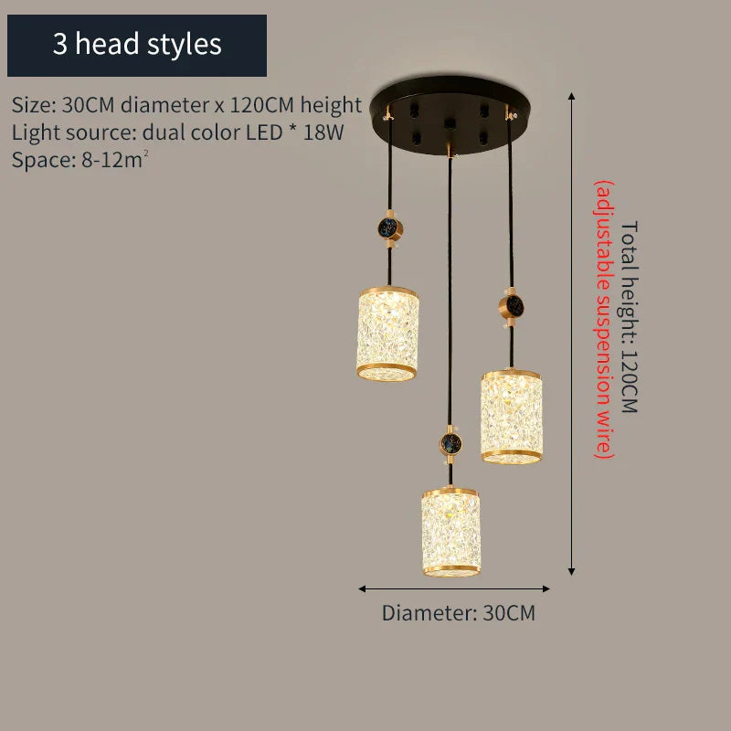 Rotating Chinese Style Stair Chandelier: High-End Villa Duplex Lamps