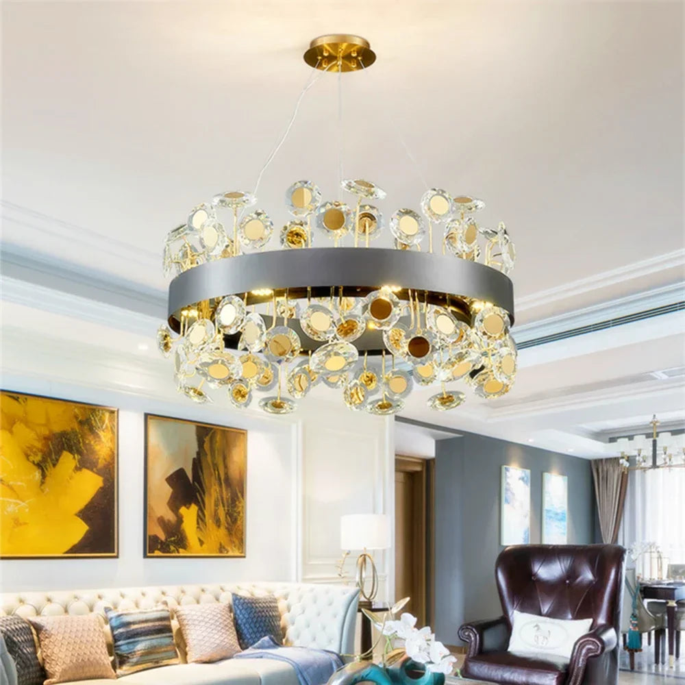 Crystal Pendant Chandelier: Modern Luxury for Living Room, Kitchen Island, Indoor Lighting