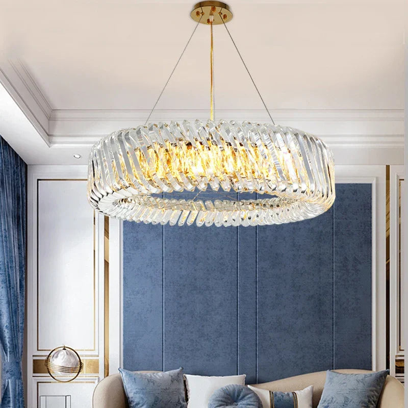 Oval Crystal Chandelier for Living Room Bedroom Study Lighting