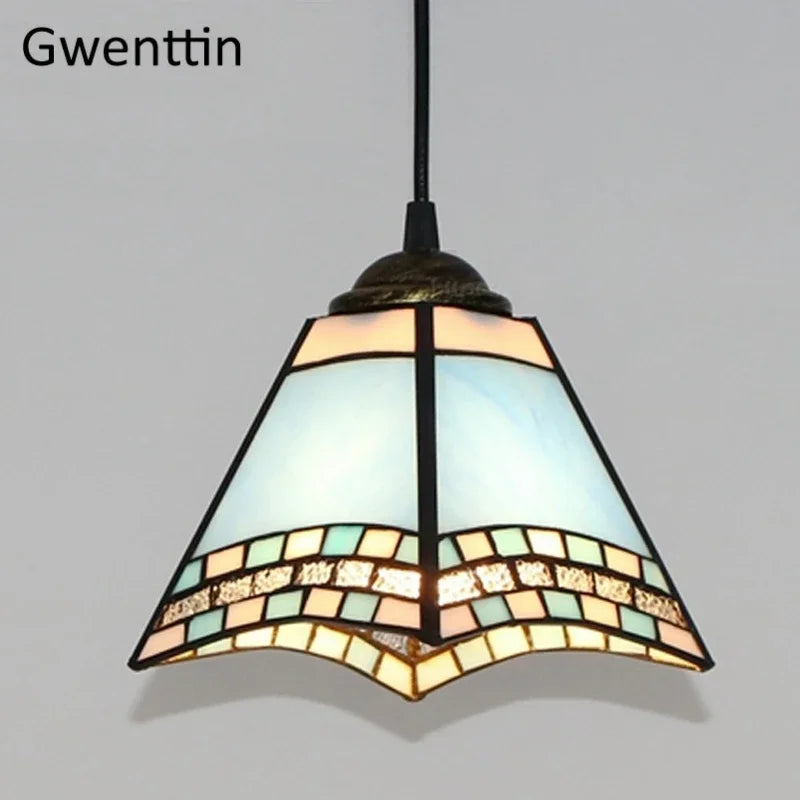 Tiffany Pendant Lights: Stained Glass Hanging Lamp for Mediterranean Loft Home Decor