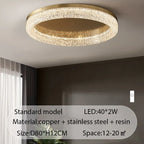 Nordic Copper Round Brass LED Ceiling Light for Living Room, Kitchen, Bedroom - Surface Mount