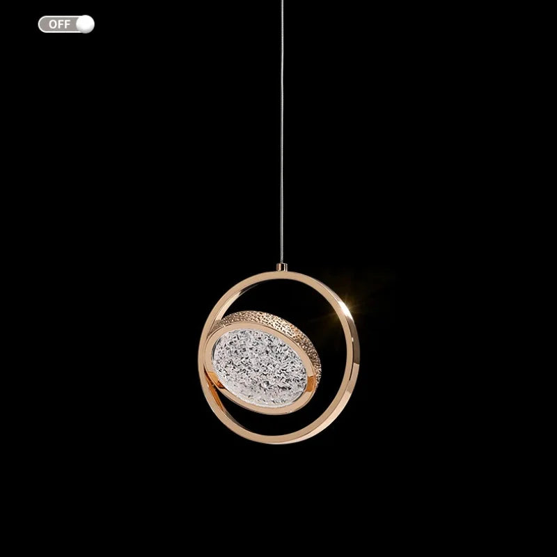 Crystal Ring Pendant Light - Rotatable Luxury Chandelier for Bedroom Decor