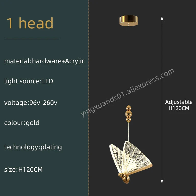 Butterfly Acrylic Chandelier Modern Ceiling Light Pendant Lamp for Living Room