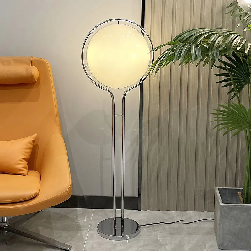 Chrome Metal LED Floor Lamp with White Acrylic Ball Light for Home Decoration