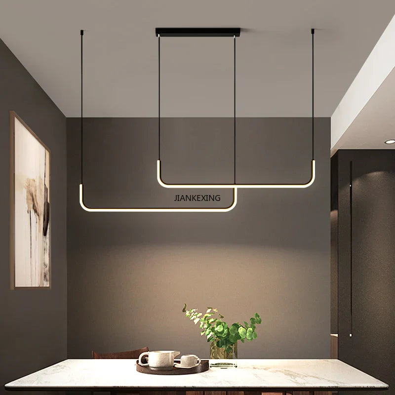 LED Chandelier: Modern Black Gold Dimmable Lighting for Dining Room, Kitchen Table