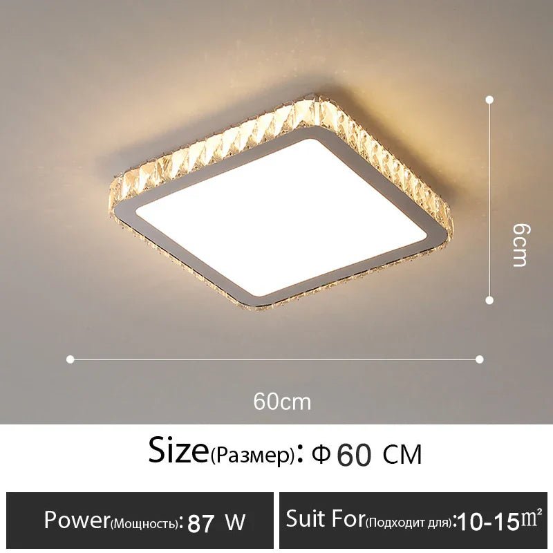 Crystal LED Ceiling Lamp: Luxury Golden Glossy Lighting Fixture for Living Room