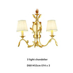 Gold Copper Chandelier with Fabric Shades & LED Lighting