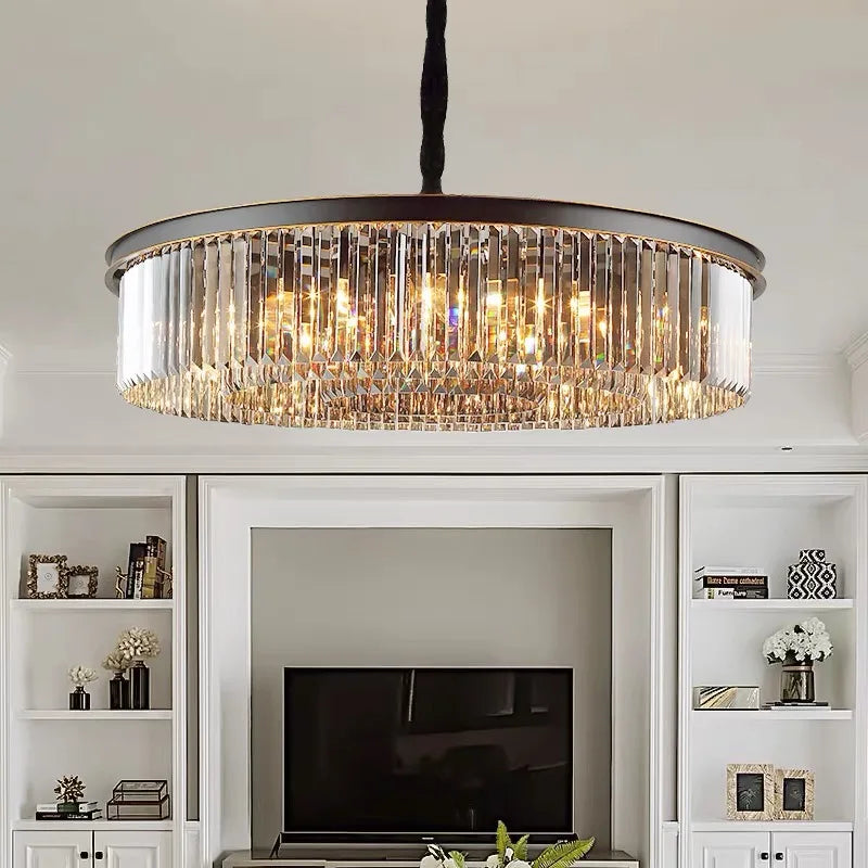 Retro Crystal Ceiling Chandelier for Living Dining Room, Industrial Vintage Hanging Light