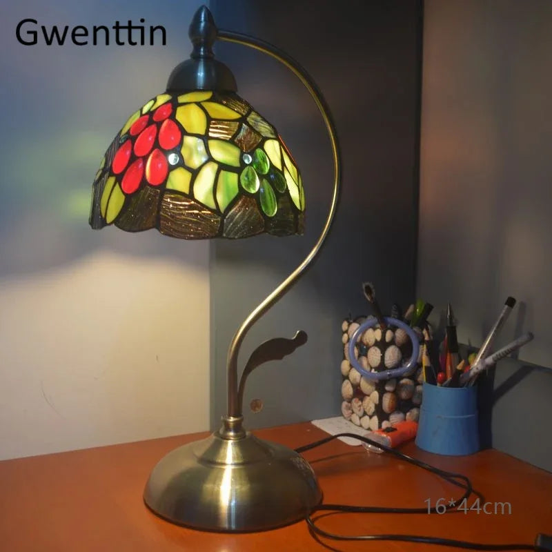 Stained Glass Tiffany Bedside Table Lamp for Home Bedroom Decor
