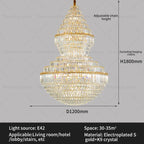 Crystal Hollow Chandelier for Luxury Living Room and Stair Lamps