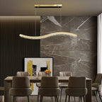 Modern Crystal Chandelier: Stainless Steel Long Strip Hanging Lamp for Kitchen and Dining
