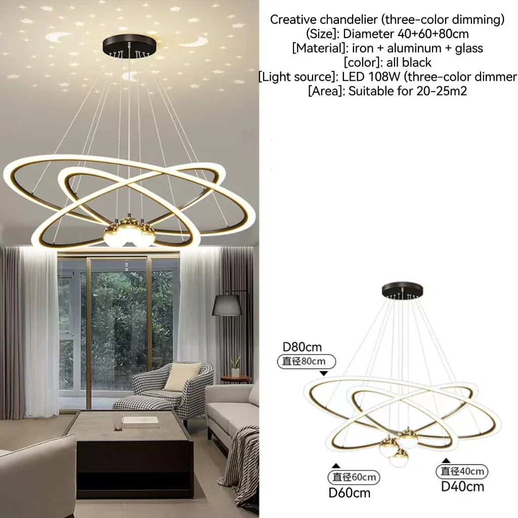 Modern Nordic Indoor LED Starry Sky Ceiling Chandelier