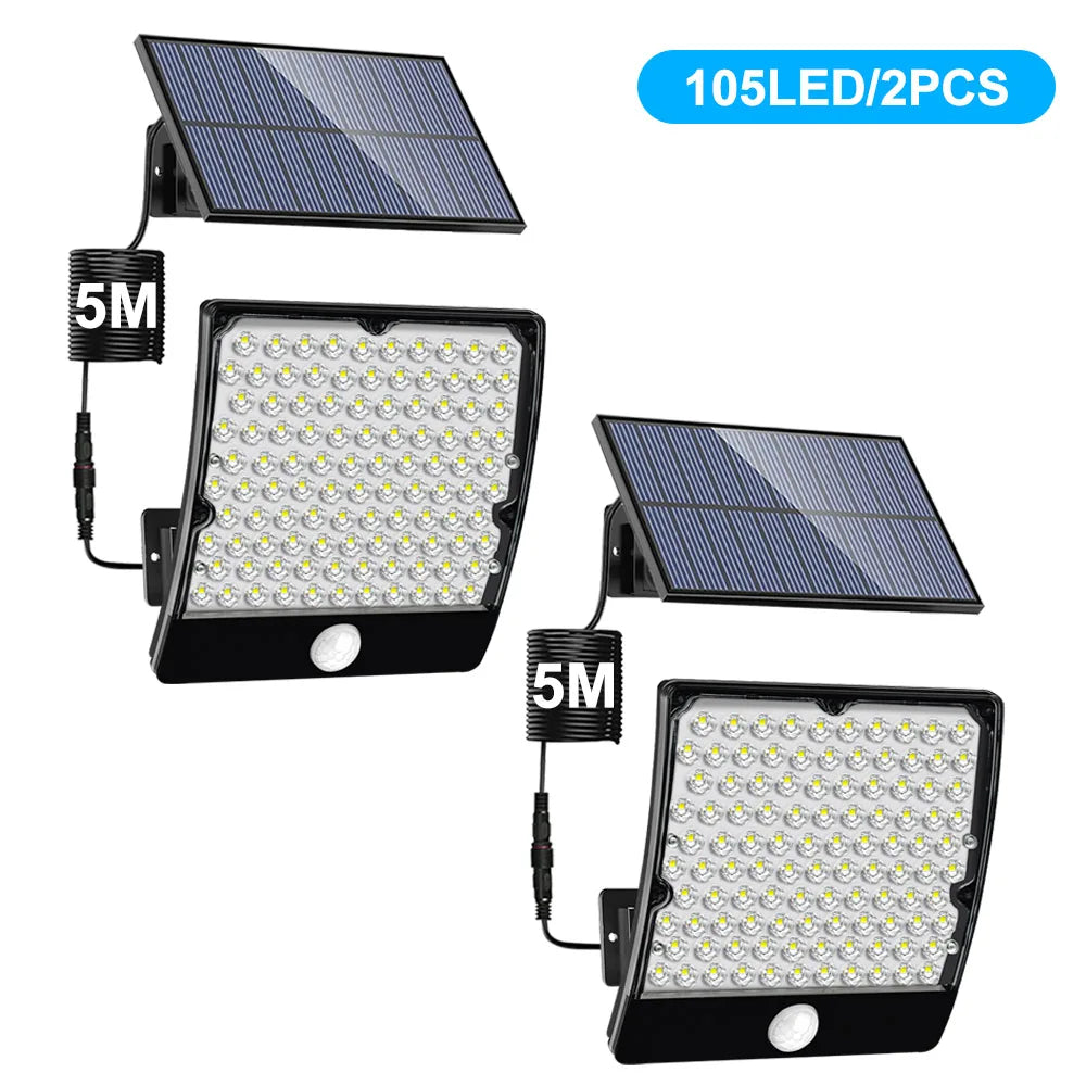 Solar Motion Sensor Flood Lights - Waterproof Outdoor LEDs, 3 Modes
