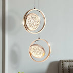 Crystal Ring Pendant Light - Rotatable Luxury Chandelier for Bedroom Decor