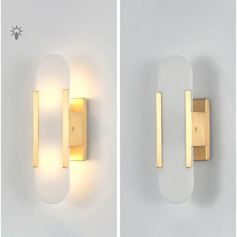 Scandinavian Brass Wall Sconce Glass Shade for Modern Living Room Lighting