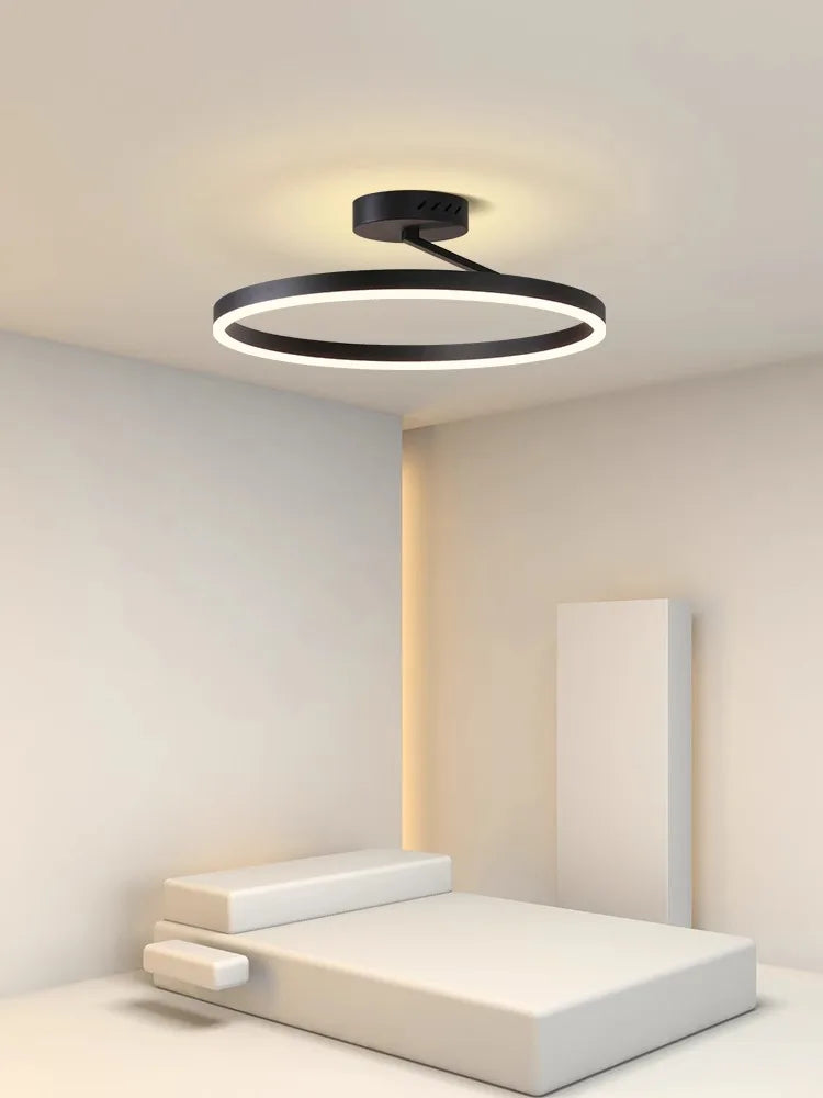 Nordic Minimalism LED Ceiling Chandelier in White/Black Aluminum