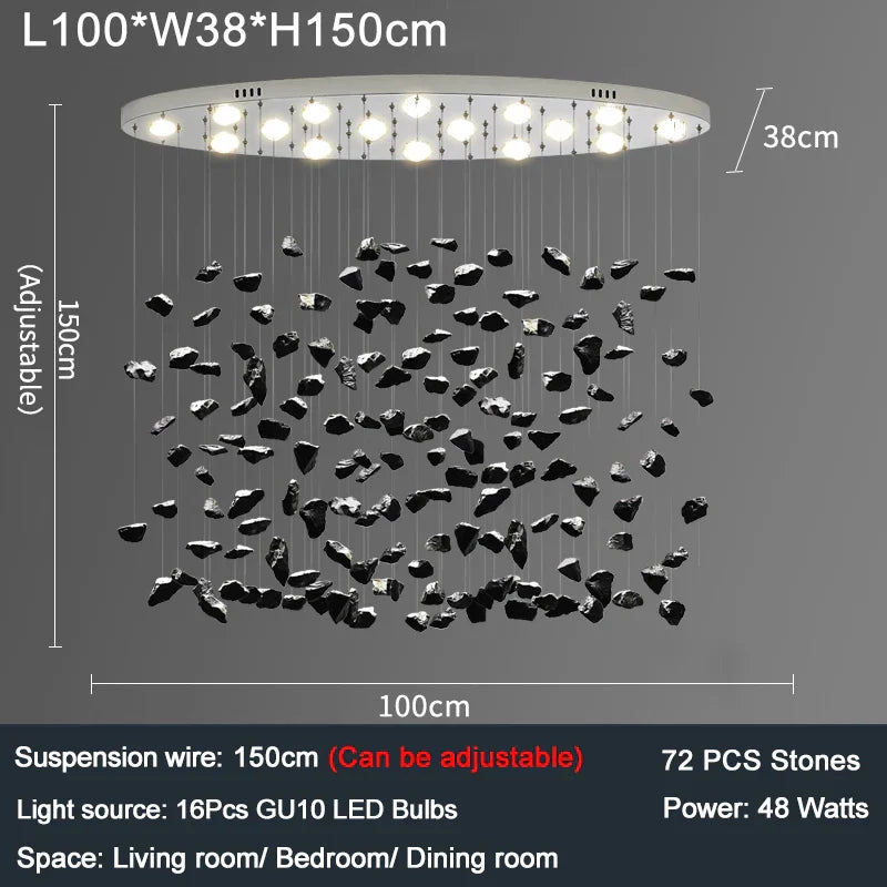 Colorful Crystal Stone Chandelier - Oval Lustre LED Home Decor Lighting