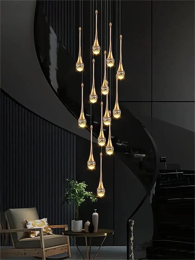 Modern Crystal Chandelier Golden Loft Hanging Light for Stylish Home Décor