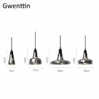 Smoky Gray Glass Pendant Light Retro Loft Industrial Hanging Lamp for Living Room Bedroom by Afralia™.