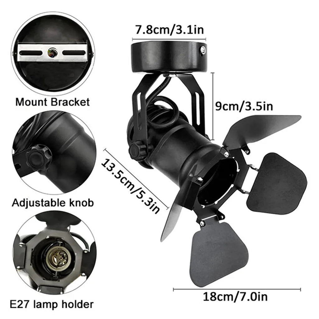 Industrial Ceiling Spotlight Lamp with Foldable Flippers for Hallway Art Light