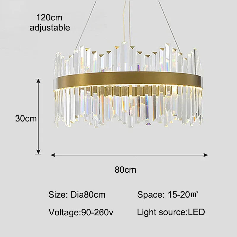 Shiny Crystal Chandelier Dimmable LED Luxury Ceiling Light