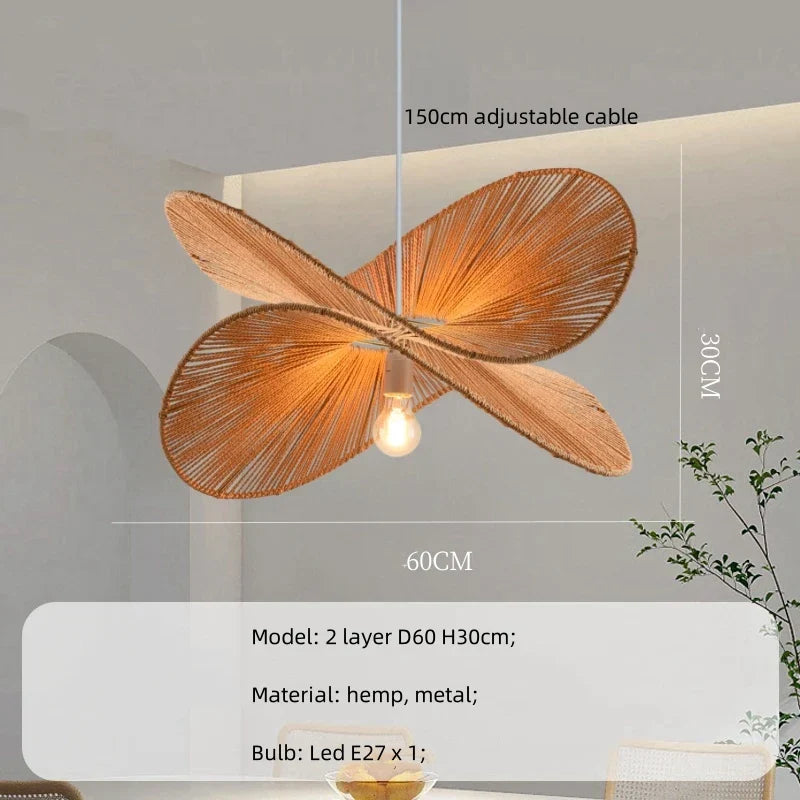 Hemp Pendant Lights: Wabi Sabi LED Indoor Lighting Fixtures