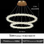 Luxury Crystal LED Chandelier | Dimmable Ring Gloss Ceiling Chandelier for Modern Living Room