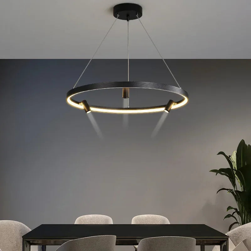 Black Round Combination Chandelier Pendant Light for Home Decor and Kitchen