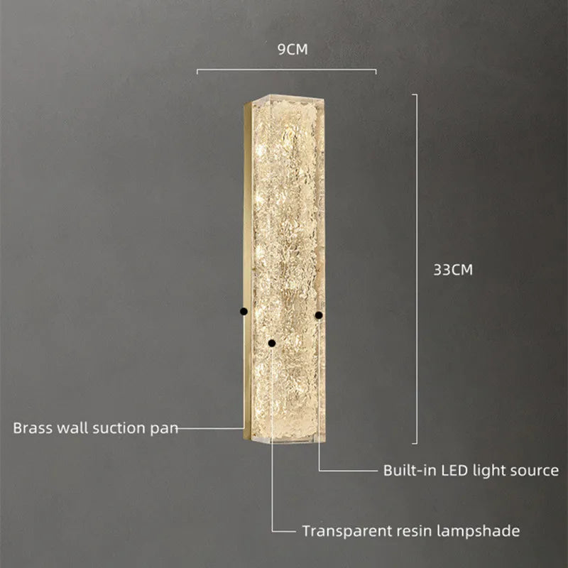 Copper Crystal LED Wall Lamp for Living Room, Postmodern Bedside Light