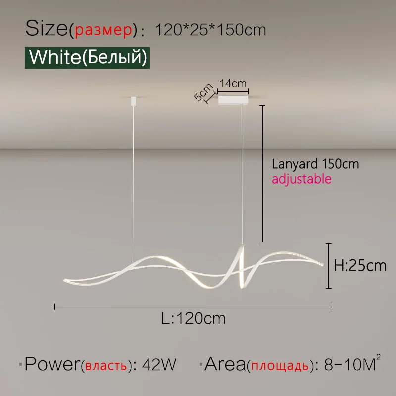 Nordic Style Chandelier Modern Dining Room Strip Lamps