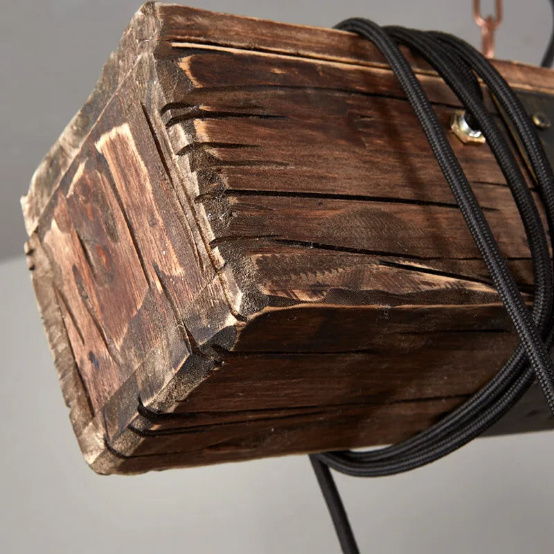 Retro Wood E27 LED Ceiling Chandelier - Industrial Vintage Pendant Lights