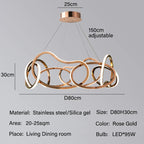 Luxury Steel Pendant Chandelier Dimmable LED Luminarias